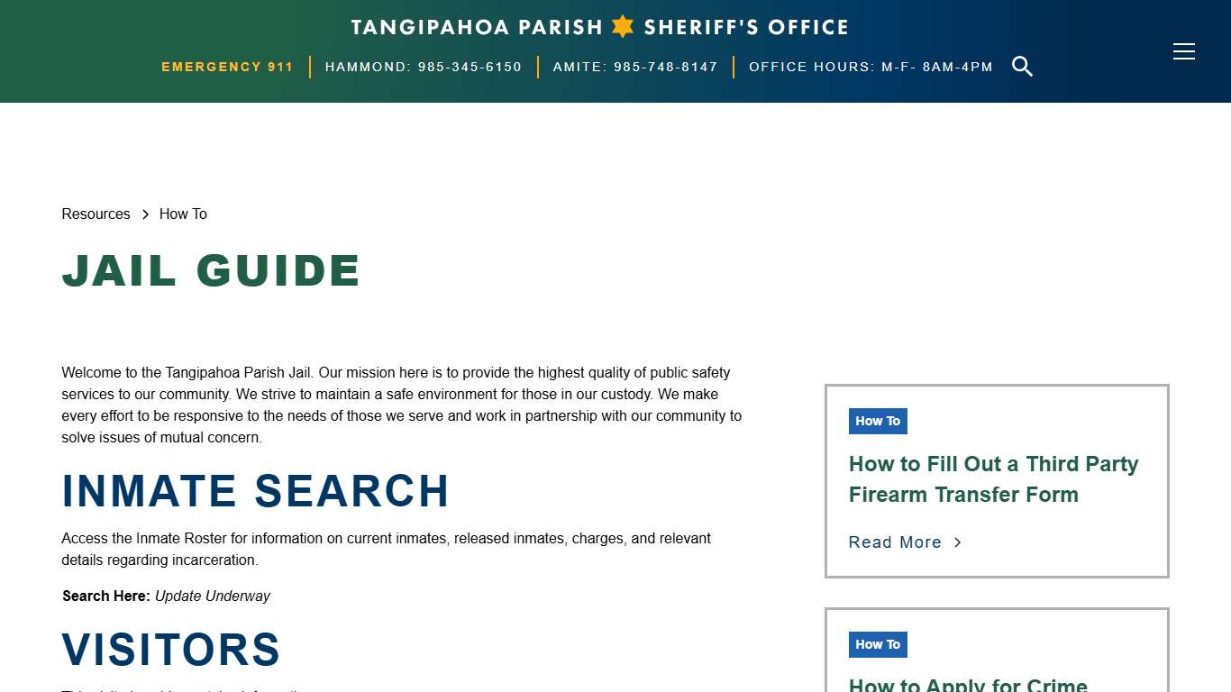 Jail Guide Tangipahoa Parish Sheriff's Office
